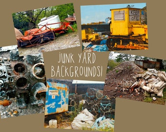 JUNKYARD BACKGROUNDS x5 printable DOWNLOADS for use with our Junk dna magnetic boards and metal loose parts, create 3D junkyard pictures!