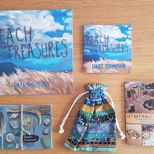 BEACH TREASURES BUNDLE - recursos de juego y visualización para jugar con piezas sueltas de playa incluye libro de ideas, postales, libros ilustrados