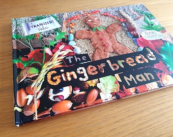 The GINGERBREAD MAN hardback picturebook A4 larger size story loose parts natural materials art fairies garden gift for child book