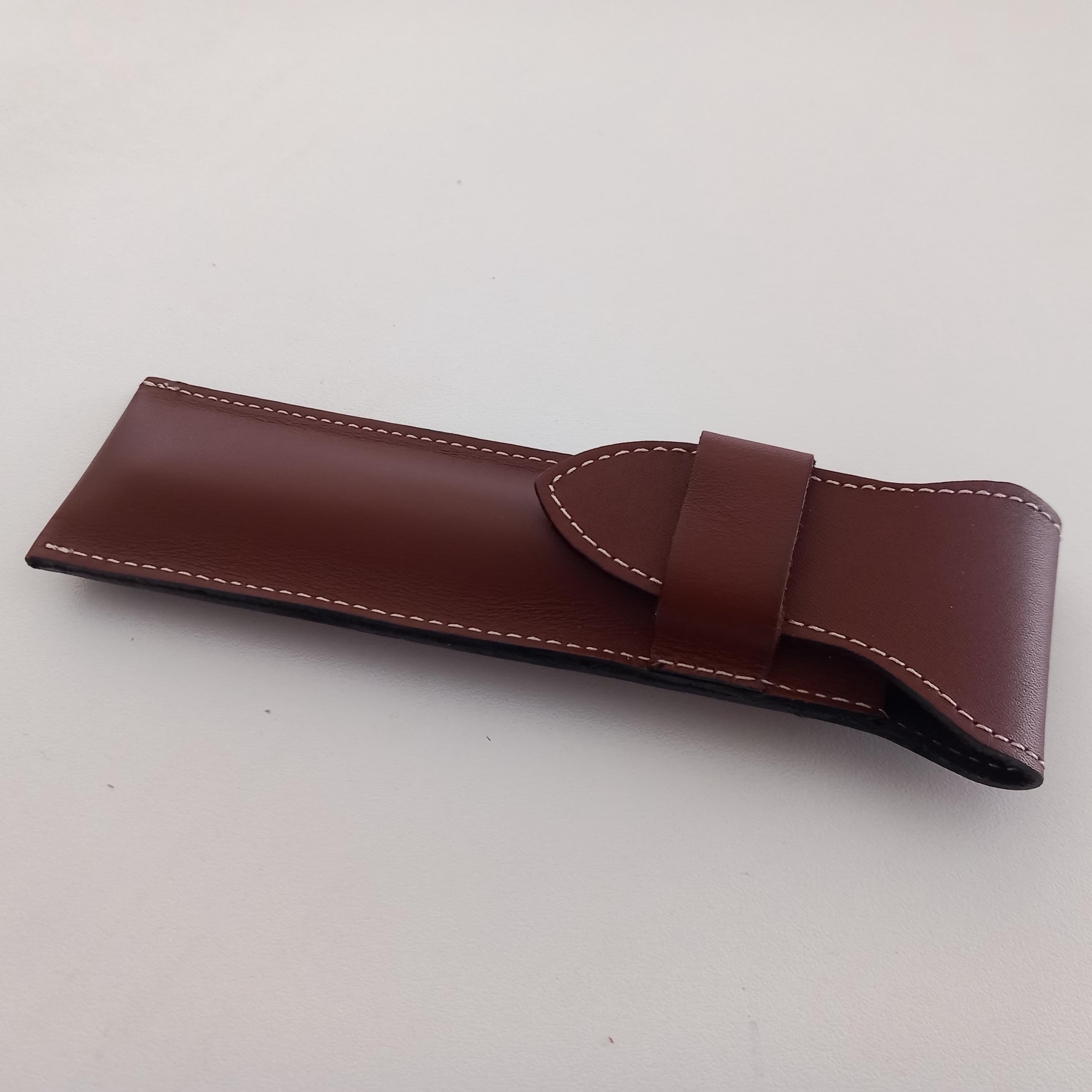 Stifteetui Aus Echtem Leder – 16,8x4 Cm, Für Füllfederhalter & Kugelschreiber, Einzelne Stiftetasche In Violett