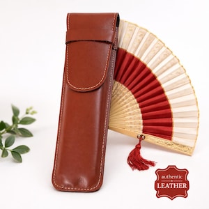 Leather Fan Case for 23cm Fans – Handmade Genuine Leather Sleeve with Flap – Spanish Fan Protector for Bag – Flamenco Gift