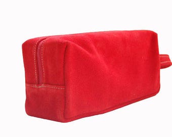 Genuine Suede Leather Toiletry Bag - Elegance and Functionality Combined