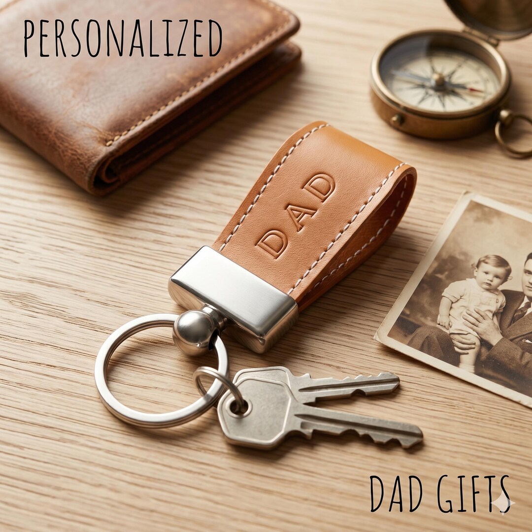 Personalized Leather Keyring, Hand-stamped Initials Key Fob, Men's ...