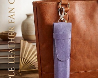 Lederetui für 23 cm große Fächer – Handgefertigte Echtledertasche mit Klappe – Spanischer Fächerschutz für die Tasche – Flamenco-Geschenk