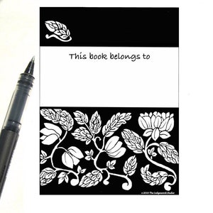 Printable Bookplates, Gift for Her, Book Lover Gift, Book Club Gift, Bookworm Gift, Floral Name Label, Book Accessories, Reader&#39;s Gift