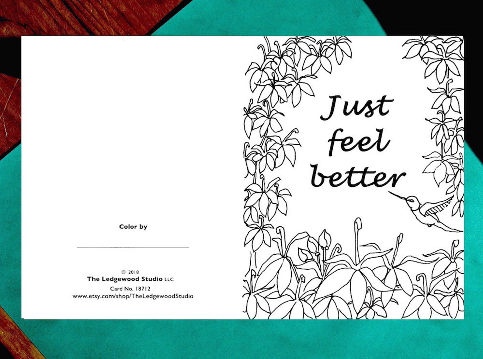 Printable Get Well Card, Adult Coloring Card, Black & White Card, Blank ...