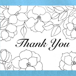 Printable Thank You Card, Adult Coloring Card, Black & White Card, Blank Note Card, Printable Greeting Card, Instant Digital Download