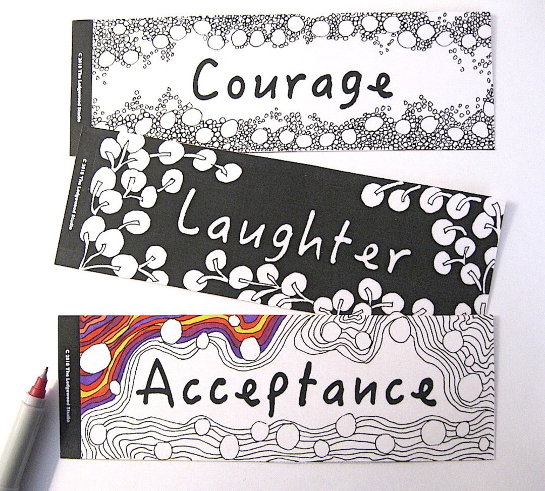 Printable Bookmarks Set of 3, Coloring Bookmark, Affirmations, Positive ...