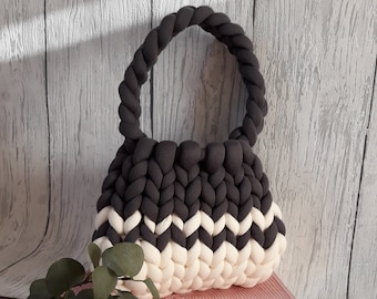 Grobstricktasche - gehäkelte Tasche - Chunky yarn, Armstricken