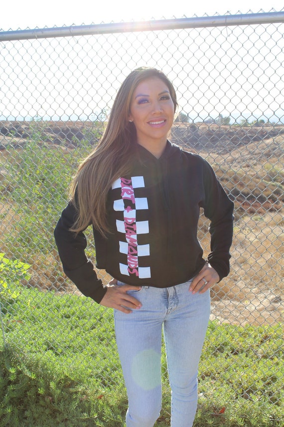 Black Crop Checkered Hoodie