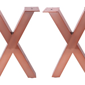2x18&quot; Dining Bench Legs, X-shaped Steel table legs, Coffee Table Legs,Computer Desk Legs,Industrial kitchen table leg,Antique Brushed Copper