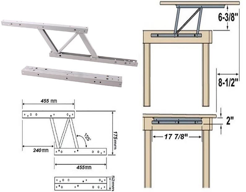 Lift up Modern Coffee Convertible Table Mechanism Hardware Etsy