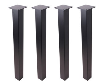 Patas de mesa de acero negro (juego de 4): 20" rectas, muebles para bricolaje