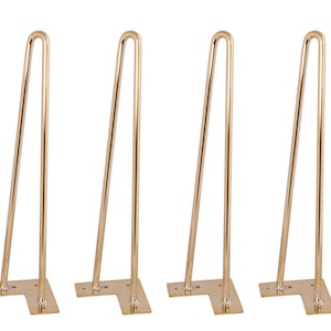 Hairpin Legs (Electroplated Golden Color) DIY Industrial Strength Mid Century Modern Table Legs,Golden Hairpin Legs,Gold Table Legs,Set of 4