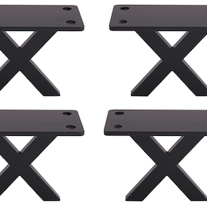 Set van 4: zwarte zwarte x-vormige stalen tafelpoten (2,5&#39;&#39;)
