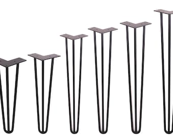 3-Rod Hairpin Legs (Set of 4): Matte Black Steel, Mid-Century Modern
