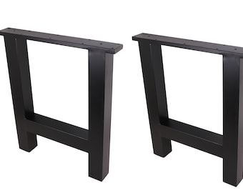 Patas de mesa de acero en forma de H: Patas de escritorio/comedor de 71 cm con recubrimiento en polvo negro
