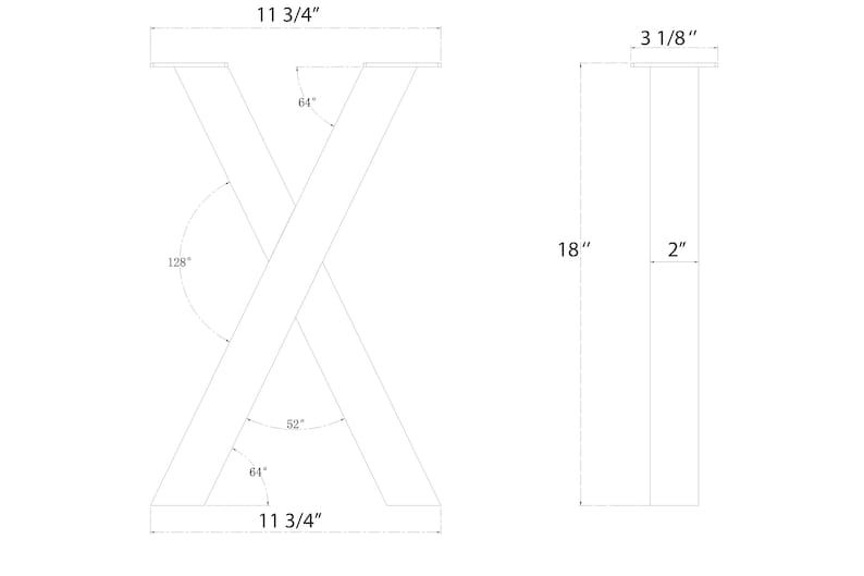 1x18 High Quality Dining Bench Leg ONE Xshaped Steel Etsy