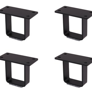 Set of 4: 2.5'' Black Steel U-Shaped Cabinet Table Legs