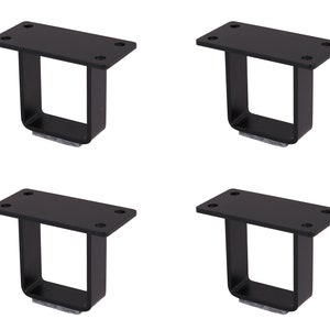 2 1/2'' Mini U Shaped Legs (Black) DIY Industrial Strength Modern Table Legs ,U Shaped Cabinet Legs,Set of 4