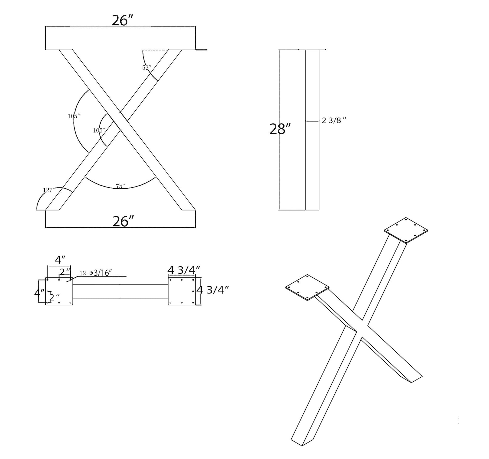 28 Dining Table Legs Xshaped Steel Table Legs Office Etsy