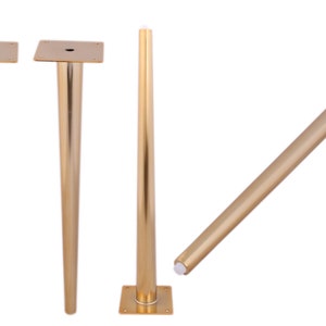Set of 4 Gold Steel Table Legs: 18'' Mid Century Modern Furniture Feet