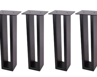 Steel Table Legs: 4 x 18" Black Powder Coated, Heavy Duty