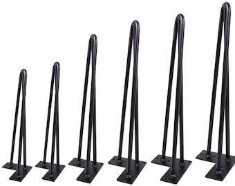 Single Matte Black Hairpin Leg: 3 Rods, DIY Table Leg