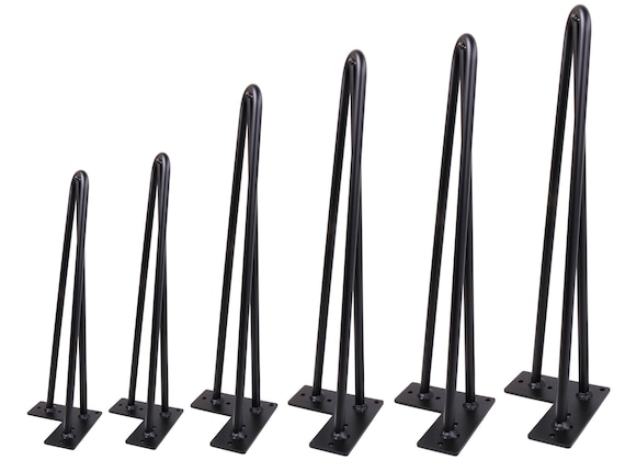 Single Matte Black Hairpin Leg: 3 Rods, DIY Table Leg