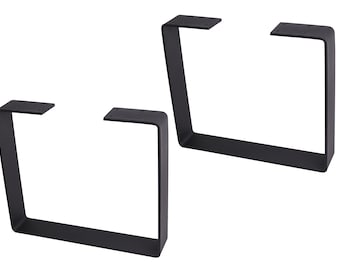 U Shaped Steel Table Legs: Heavy Duty Black Metal, 12" Height (Pair)