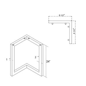 Custom 24&quot; Bench Legs, L-shaped Steel legs,Black