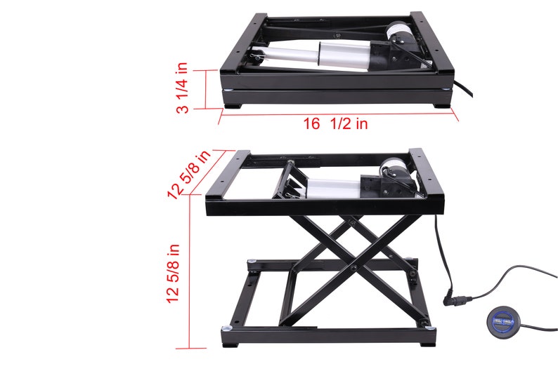 17 '' Elektro manuelle Steuerung Couchtisch Lift, 110V-240V, Arbeitsplattform Schreibtisch elektronische Scherenheber mit 2 USB Ladegerät Ports Bild 1