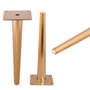 Set of 4 Gold Steel Furniture Legs: 12&#39;&#39; Mid Century Modern Style