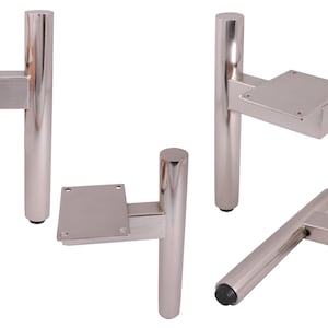 4PCS x 4&#39;&#39; 6&#39;&#39; 8&#39;&#39; Brush Nickel Metal Furniture Legs, Modern Style Coffee Table Sofa Legs,Kitchen Table Legs, Bathroom Cabinet Cupboard Legs