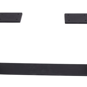 May include: Black metal table legs with a rectangular shape and rounded corners. The legs are made of sturdy metal and have a black finish.