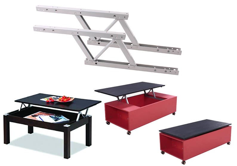 Lift Up Modern Coffee Convertible Table Mechanism Hardware Spring Hinge Gray With Mounting S