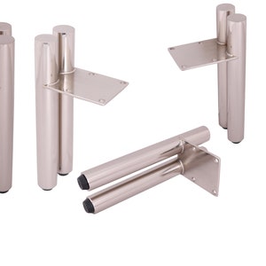 4PCS X 4&#39;&#39; 6&#39;&#39; 8&#39;&#39; Brush Nickel Metal Furniture Leg, Modern Straight Style Coffee Table Sofa Leg,Kitchen Table Leg, Bathroom Cabinet DIY Leg