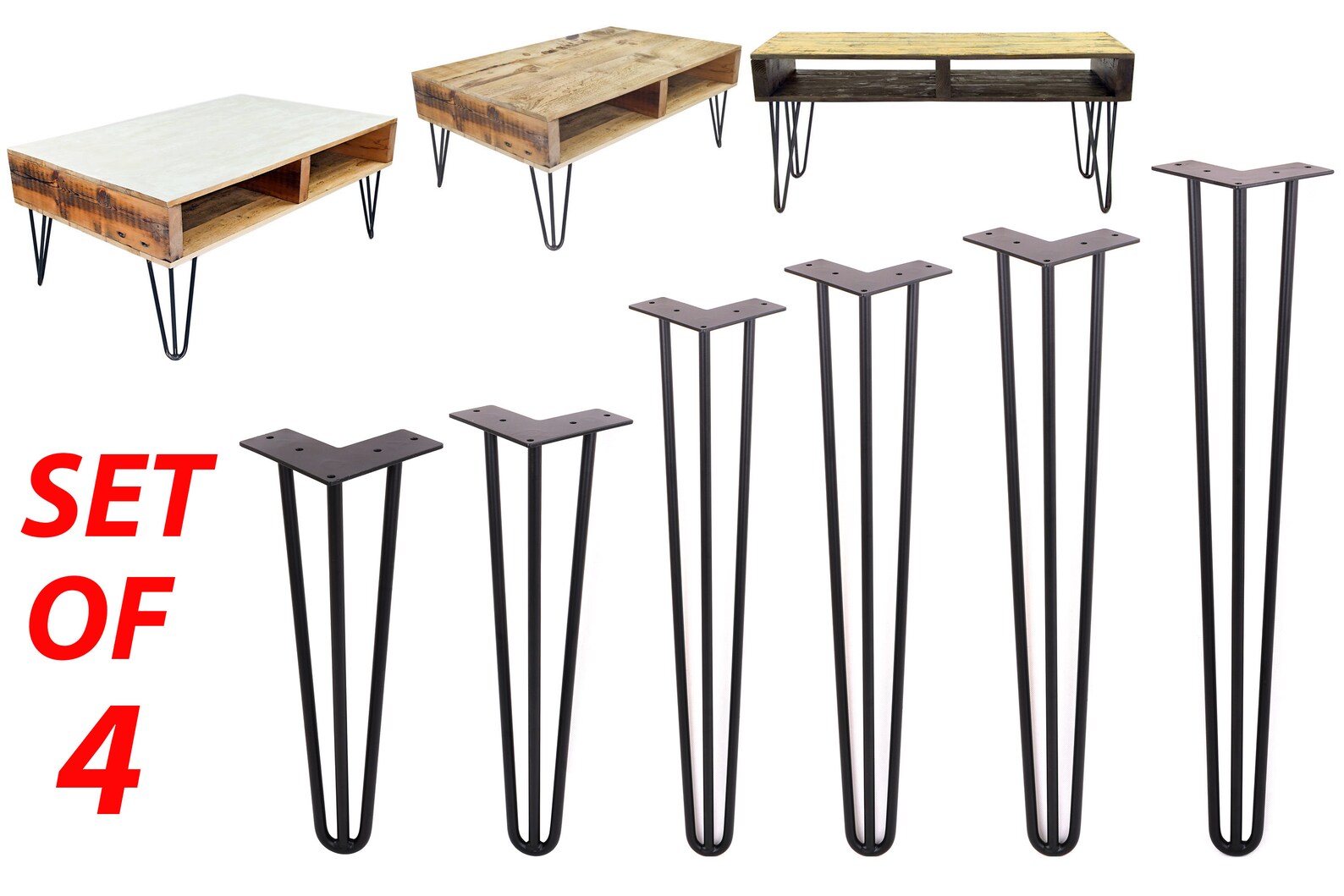 3 Rods Hairpin Legs matte Black DIY Industrial Strength Mid Etsy