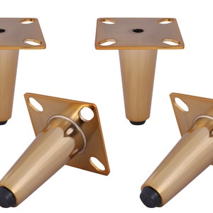 4&#39;&#39; Steel Sofa Legs: Mid Century Modern Gold Furniture Feet (Set of 4)