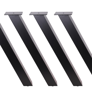 4 Angled Steel Table Legs: 28&quot; Black Powder Coated