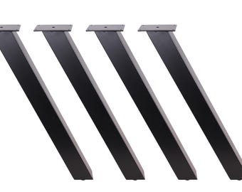 4 patas de mesa de acero en ángulo: 28" con recubrimiento de polvo negro
