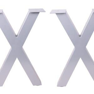 X-Shaped Steel Table Legs: Gray Powder Coated, 18&quot; Height (Set of 2)
