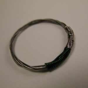 Guitar String Ring, Recycled Guitar String Ring, Green Silver Ring, Size 9, Custom Sizes, Mens Ring, Womens ring, Upcycled, Musician Gift