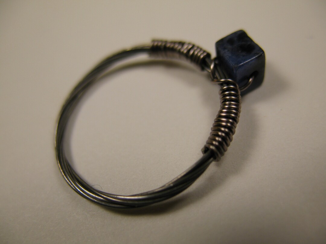 Lapis Lazuli Ring, Recycled Guitar String Ring, Blue and Silver Ring ...