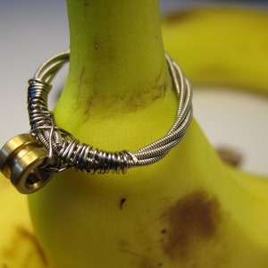 Guitar String Ring, Recycled Guitar String Ring, Gold and Silver Ring, Size 6, Custom Sizes, Mens Ring, Womens ring, Upcycled