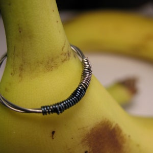 Recycled Guitar String Ring, Blue and Silver Ring, Custom Sizes, Custom Colors, Mens Ring, Womens ring, Upcycled, Musician Gift