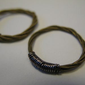 Guitar String Ring, Recycled Guitar String Ring, Yellow Gold and Silver Ring, Size 6, Custom Sizes, Mens Ring, Womens ring, Upcycled