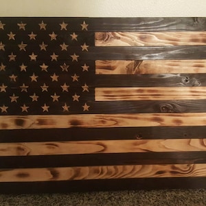 19.5&quot; x 37&quot; Rustic American Flag - Burned