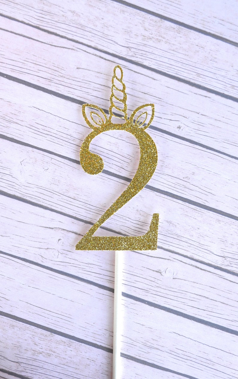 Number 2 Unicorn Cupcake Toppers Number Two Cupcake Topper