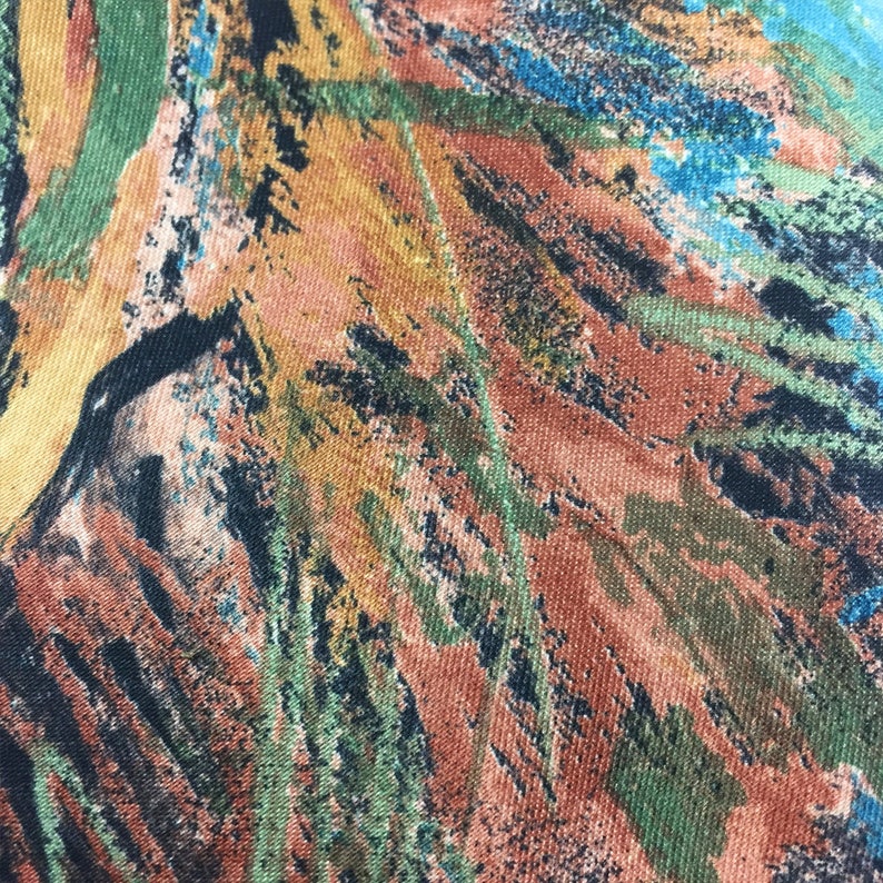 Vintage 80s Wembley Shimmering Abstract Forest Scene Silk Necktie